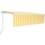 vidaXL Avtomatsko zložljiva tenda s senčilom 5x3 m rumena in bela | Shoptok.si
