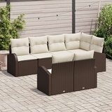  Vrtni kauč set Set od 7 Smeđa i krema Poli ratan poliester čelik | shoptok.hr