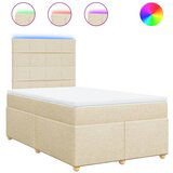 vidaXL Box spring postelja z vzmetnico krem 120x200 cm blago, (21309463) | Shoptok.si