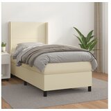  Boxspring - Krevet s oprugama i madracem krem 80 x 200 cm od umjetne kože - Krema 80 x 200 cm Gladak dizajn | shoptok.hr