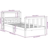 vidaXL Okvir kreveta bez madraca 90 x 190 cm od masivne borovine | shoptok.hr