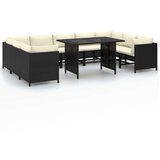 Poli 10-dijelna vrtna garnitura od poliratana s jastucima crna | shoptok.hr