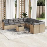 vidaXL 11-dijelni set vrtnih sofa od poliratana s jastucima bež Cijene