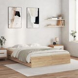 Maison Chic Posteljni okvir - Dvoposteljna postelja - Zakonska postelja s predali sonoma hrast 150x200cm inženirski les, (21694704) | Shoptok.si