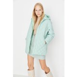Trendyol Mint Oversize Hooded Quilted Coat | Shoptok.si