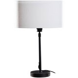 QAZQA Tafellamp zwart met ovale linnen kap wit 35cm - Parte | Shoptok.si