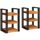 vidaXL Nočna omarica 2 pcs Rjava in črna Trden les akacije | Shoptok.si