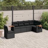  6-dijelni set vrtnih sofa s jastucima crni od poliratana | shoptok.hr
