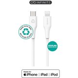 Estuff INFINITE kabel USB C-Lightning 2m, bel 5V/2.4A, 480Mbps, recikl. plastika, (5000117562) Cene