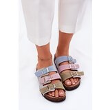 Panto Fino Women's Suede Slippers With Buckles Blue Cijene