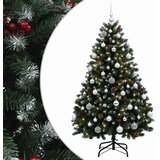  Umjetno božićno drvce zeleno s kuglicama 150 cm 150 LED lampica - Zelena s mraženim vrhovima Ø 80 x 150 cm s 150 LED dioda i sre | shoptok.hr