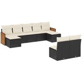  9-dijelni set vrtnih sofa s jastucima crni od poliratana | shoptok.hr