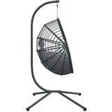  Viseči stol jajček s stojalom siv ratan in jeklo, (21814839) | Shoptok.si