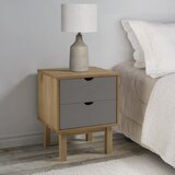 vidaXL Noćni ormarić OTTA smeđe-sivi 46x39,5x57 cm od masivne borovine | shoptok.hr