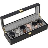 springos Szkatułka za ure dimenzij 31,5x11x8 cm črno-sive barve z žametnimi predelki., (21631844) | Shoptok.si