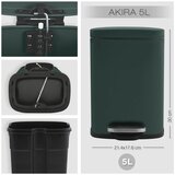 Spirella Temno zelen jeklen koš za smeti s pedalom 5 l Akira – | Shoptok.si
