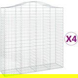  Obokane gabion košare 4 kosi 200x50x200/220 cm pocinkano železo, (20981920) | Shoptok.si