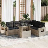 vidaXL 7-dijelni set vrtnih sofa svjetlosivi od poliratana | shoptok.hr
