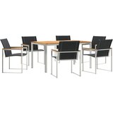vidaXL 7-dijelni vrtni set za objedovanje od bagremovog drva, vanjski stol za objedovanje 150x90x75 cm od bagremovog drva Cijene