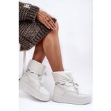 Boto Women's Snow Boots With Decorative Lacing White Siracna | Shoptok.si