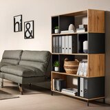 Bessagi Home stoječ regal megy, hrast, črna | Shoptok.si