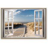  Slika - Window: View of the Beach 120x80 U prirodnom drvenom okviru | shoptok.hr