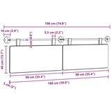  Viseće uzglavlje kreveta Kordura tekstil - Svjetlosiva 180 cm bez LED | shoptok.hr