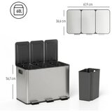  Kanta za smeće s 3 pretinca x 20 L meko zatvaranje srebrna | shoptok.hr