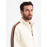 Ombre Men's sweatshirt with high collar and stripes - cream | ePonuda.com