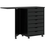 vidaXL Rolling Cabinet z mizo "MOSS" Black Solid Wood Pine | Shoptok.si