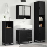vidaXL set namještaja za kupaonicu s ladicama zidne 4 pcs crni hrast | shoptok.hr