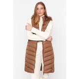 Trendyol Brown Collar Furry Quilted Lined Vest Cene