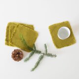 Linen Tales Set od 4 zelena lanena podmetača Classic, 10 x 10 cm Cijene