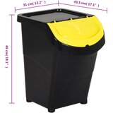  Složive kante za otpad s poklopcima 3 kom crne PP 120 L | shoptok.hr