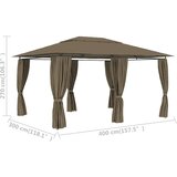  Vrtni šator sa zavjesama 4 x 3 m smeđe-sivi 180 g/m² | shoptok.hr