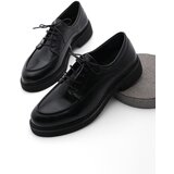 Marjin Women's Oxford Shoes with Lace-up Masculine Casual Shoes Nesan Black Cene