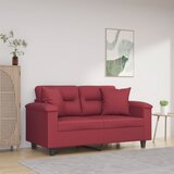 vidaXL Dvosjed s ukrasnim jastucima boja vina 120 cm umjetna koža | shoptok.hr