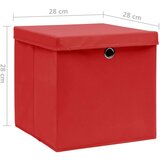 vidaXL Kutije za pohranu s poklopcima 4 kom 28 x 28 x 28 cm crvene | shoptok.hr