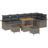 vidaXL 9-dijelni set sofa s jastučićima, siva poli ratan | shoptok.hr