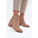 Boto Insulated Women's Ankle Boots with Gold Details on Heel Beige Dorisse | shoptok.hr