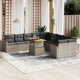 Maison Chic Seti vrtnega pohištva - Vrtna garnitura - Vrtni pohištvo set 11-delna z blazinami siv poli ratan, (21820209) | Shoptok.si
