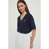 Lacoste Bombažna kratka majica ženski, mornarsko modra barva