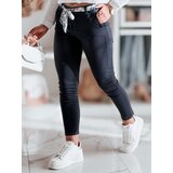 DStreet Spodnie damskie materiałowe chinosy z paskiem ROSSALI granatowe | shoptok.hr