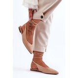 Boto Women's Suede Lace-Up Ballet Flats Nude Lilly Ann | ePonuda.com
