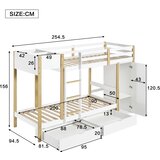 Möbrio Lesena pogradna postelja 90x200 cm - z 1 enoto za shranjevanje in 2 predaloma na kolesih - bela, (22060415) | Shoptok.si
