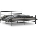 Metalni okvir kreveta s uzglavljem i podnožjem crni 183x213 cm Cijene