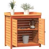 vidaXL Miza za sajenje s policami rjava 82,5x50x86,5 cm trdna borovina | Shoptok.si