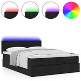  Otomanski krevet s madracem i LED crni 140x200 cm od tkanine | Eponuda.com