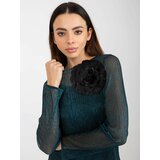 Fashion Hunters Green and black two-piece evening blouse with brooch Cene
