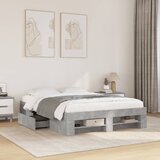  Okvir kreveta boja betona 135 x 190 cm od konstruiranog drva | shoptok.hr